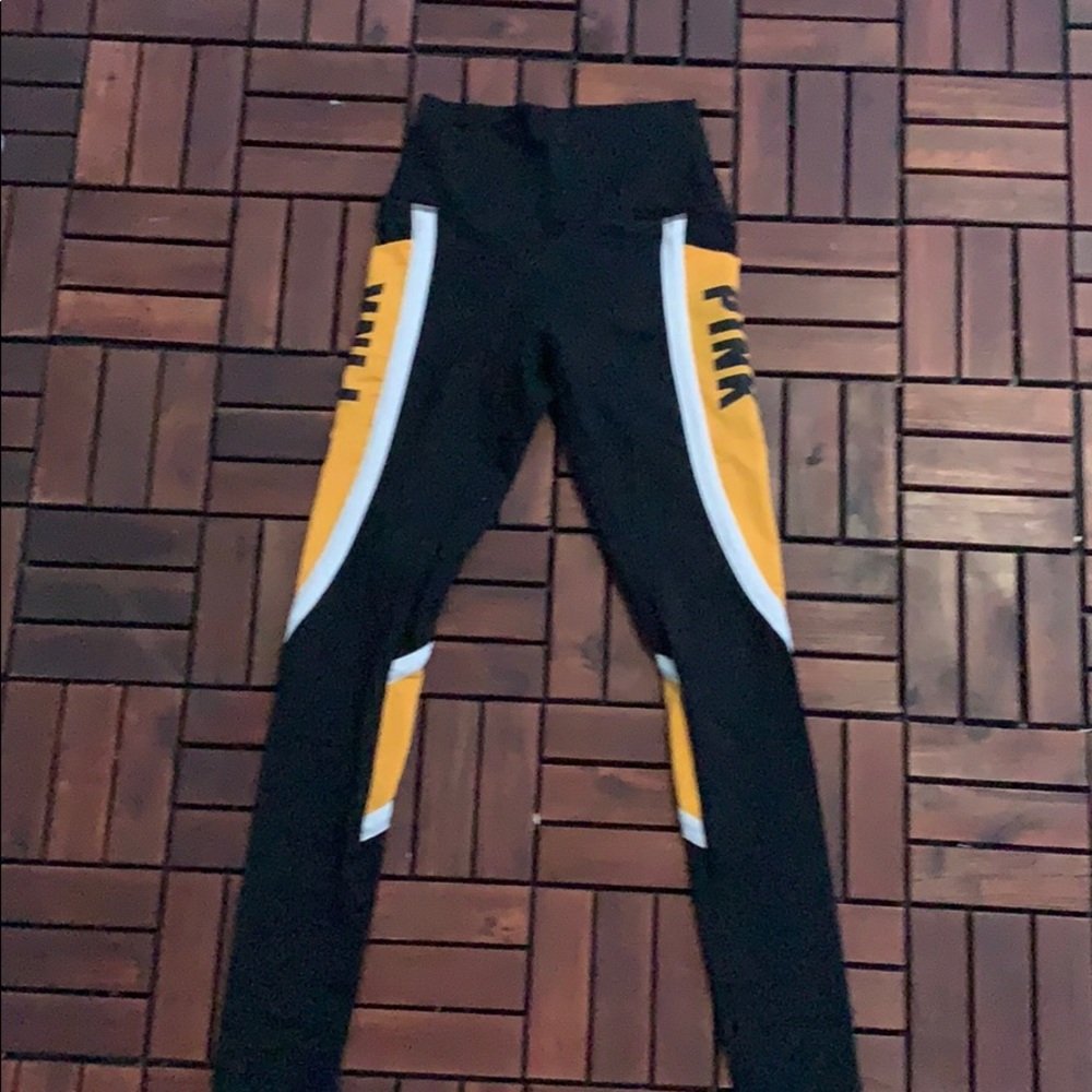 PINK Victoria secret leggings in yellow and black